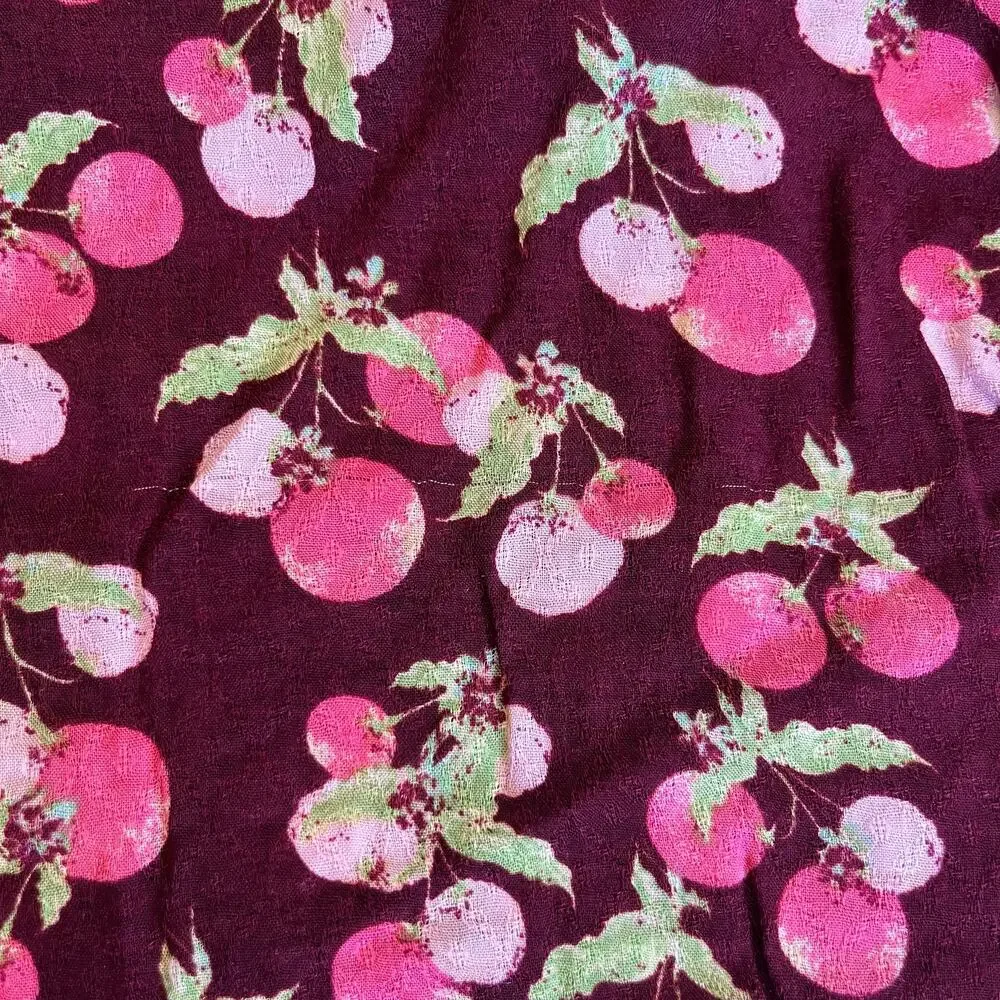 Free People Intimately Worth It Fruit Print Cami Tank Top Burgundy Wine Small